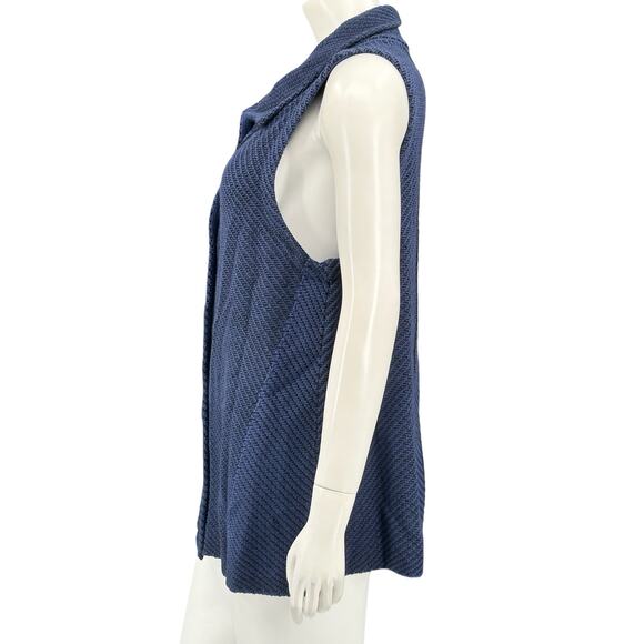 Habitat Sweater Womens Medium Blue‎ Chunky Knit Button Up Cardigan Lagenlook - Picture 4 of 8